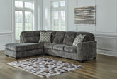 Tampa Furniture Outlet Lutz - Ashley Furniture - Lonoke Sectional - RAF 2-Piece Sectional with Chaise / Gunmetal - 50504S1